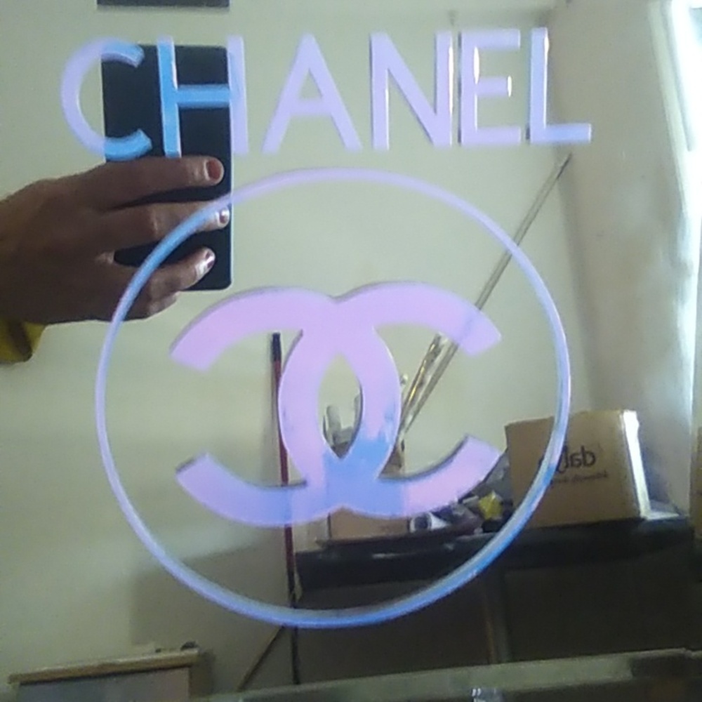 Iridescent Chanel Mirror with Stand